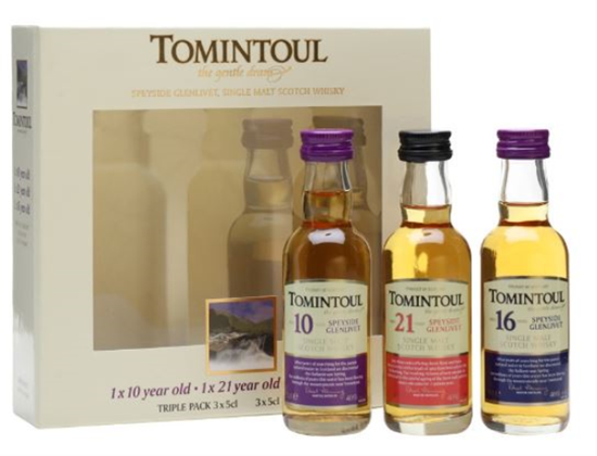 Image sur Tomintoul 10 Years + 16 Years +  21 Years Years Tripack 3 x 5 cl 40° 0.15L